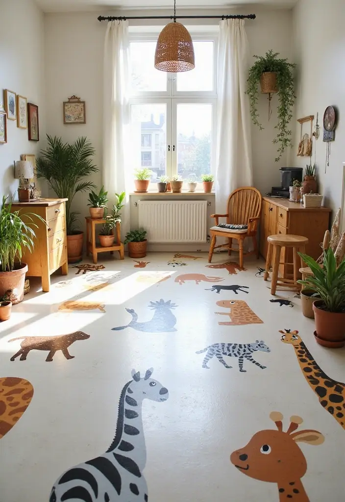 28 Stenciled Floor Ideas That Add Playful Character 16 28 Stenciled Floor Ideas That Add Playful Character - 16. Bold Animal Prints