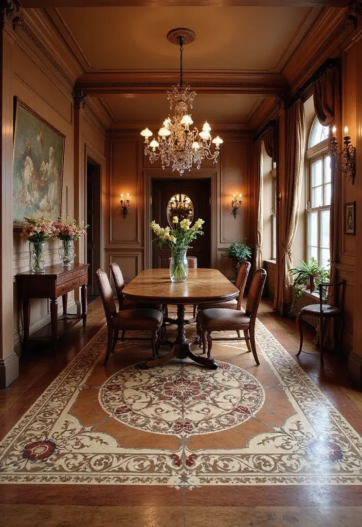 28 Stenciled Floor Ideas That Add Playful Character 18 28 Stenciled Floor Ideas That Add Playful Character - 18. Victorian Elegance