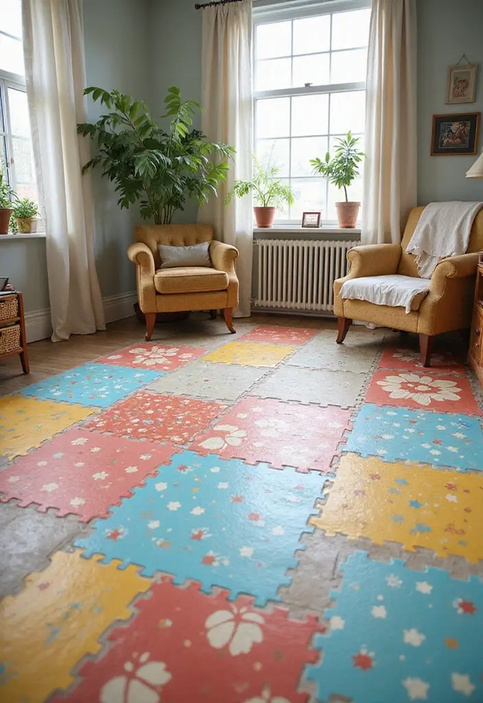 28 Stenciled Floor Ideas That Add Playful Character 22 28 Stenciled Floor Ideas That Add Playful Character - 22. Patchwork Pieces
