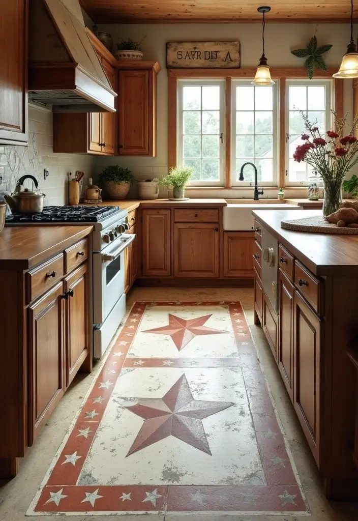 28 Stenciled Floor Ideas That Add Playful Character 25 28 Stenciled Floor Ideas That Add Playful Character - 25. Rustic Farmhouse Style