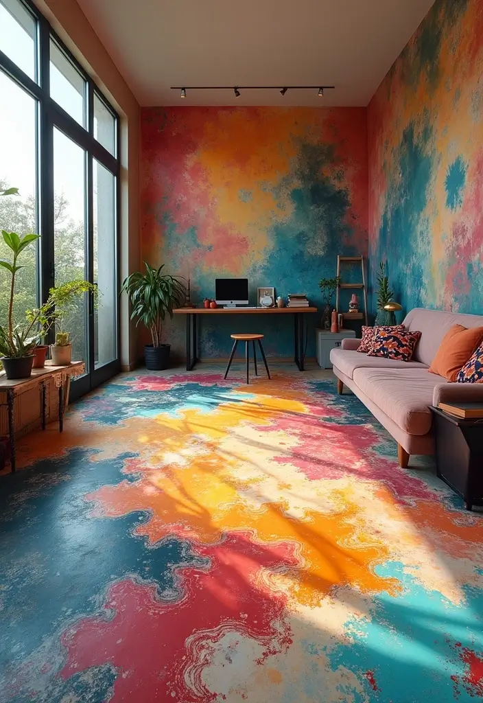 28 Stenciled Floor Ideas That Add Playful Character 27 28 Stenciled Floor Ideas That Add Playful Character - 27. Artistic Upsplash