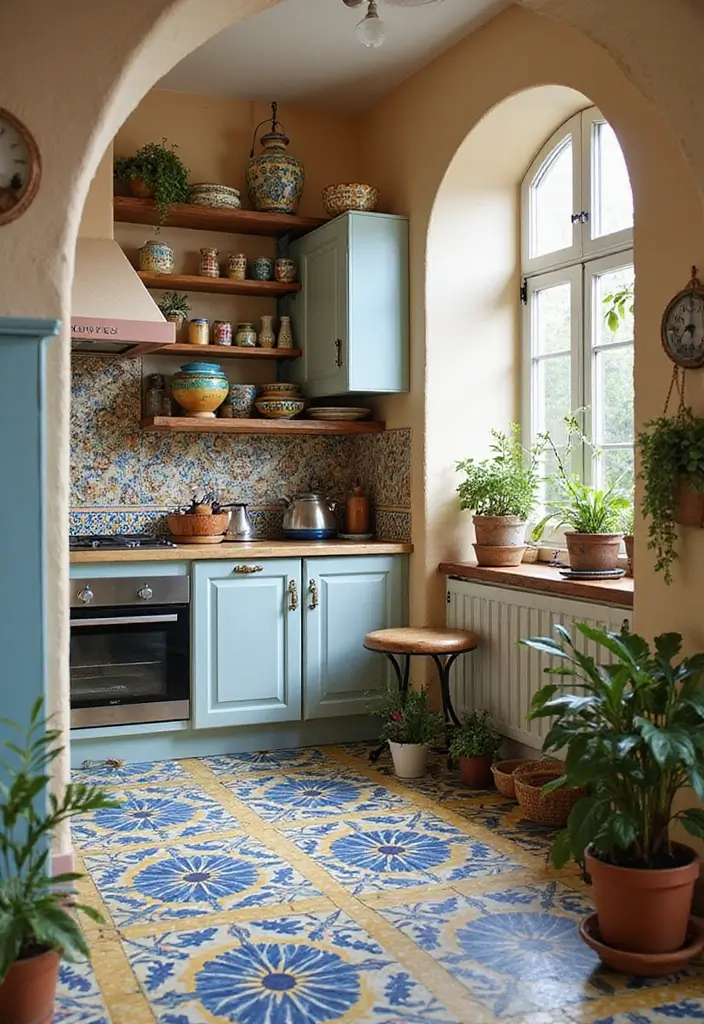 28 Stenciled Floor Ideas That Add Playful Character 5 28 Stenciled Floor Ideas That Add Playful Character - 5. Mediterranean Mosaic