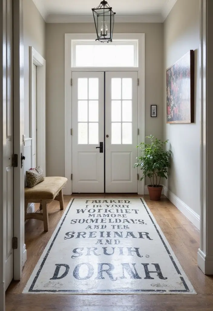 28 Stenciled Floor Ideas That Add Playful Character 7 28 Stenciled Floor Ideas That Add Playful Character - 7. Vintage Typography