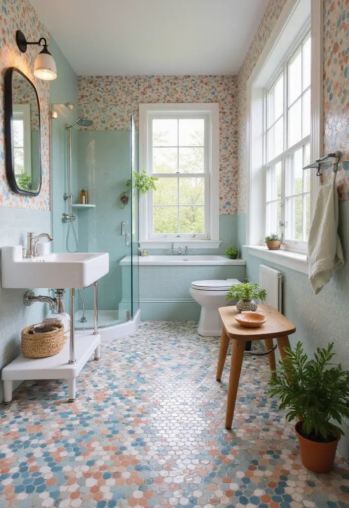 29 Bathroom Floor Ideas That Upgrade Style Instantly 10 29 Bathroom Floor Ideas That Upgrade Style Instantly - 10. Hexagon Tiles: Geometric Fun