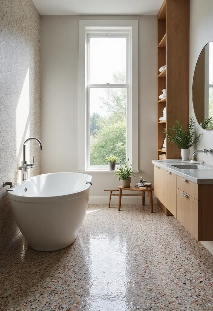 29 Bathroom Floor Ideas That Upgrade Style Instantly 12 29 Bathroom Floor Ideas That Upgrade Style Instantly - 12. Terrazzo Reimagined: Modern Twist