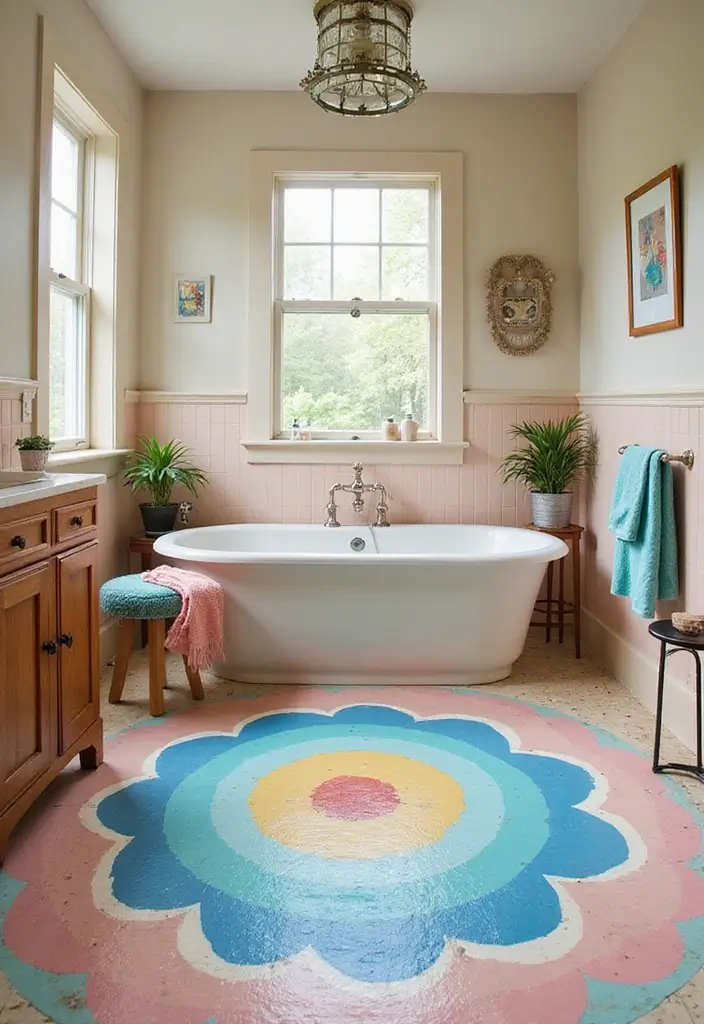 29 Bathroom Floor Ideas That Upgrade Style Instantly 13 29 Bathroom Floor Ideas That Upgrade Style Instantly - 13. Painted Floors: DIY Creativity