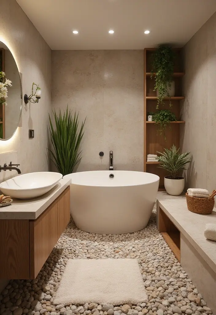 29 Bathroom Floor Ideas That Upgrade Style Instantly 14 29 Bathroom Floor Ideas That Upgrade Style Instantly - 14. Pebble Flooring: Nature Inside