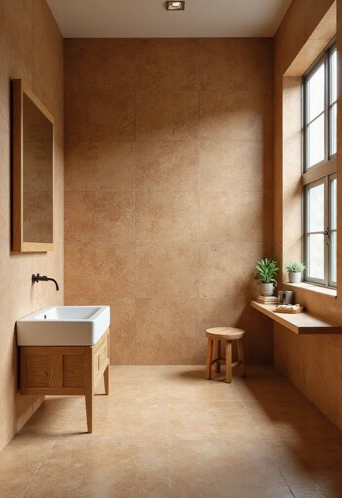 29 Bathroom Floor Ideas That Upgrade Style Instantly 2 29 Bathroom Floor Ideas That Upgrade Style Instantly - 2. Cork Tiles: Eco-Friendly Comfort
