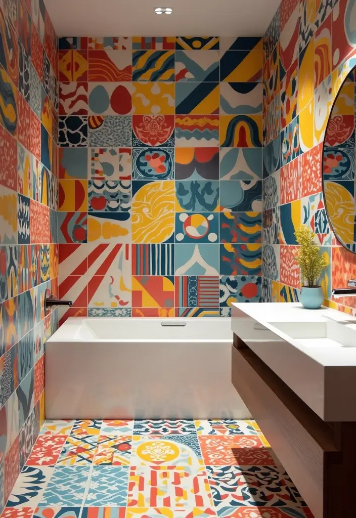 29 Bathroom Floor Ideas That Upgrade Style Instantly 23 29 Bathroom Floor Ideas That Upgrade Style Instantly - 23. Graphic Tiles: Art for the Floor