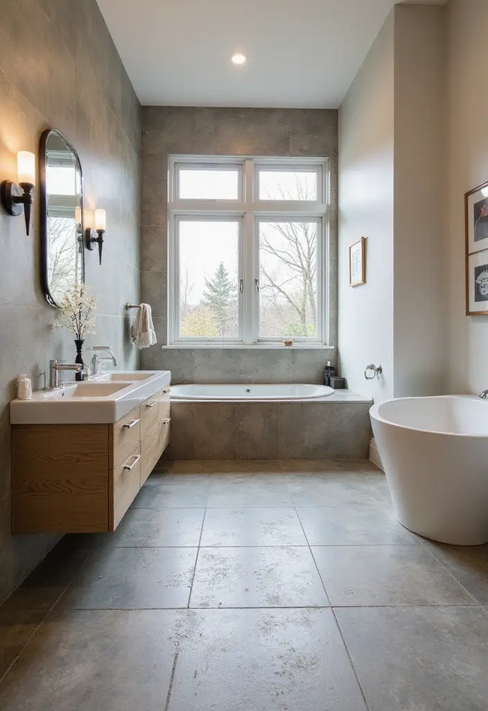 29 Bathroom Floor Ideas That Upgrade Style Instantly 26 29 Bathroom Floor Ideas That Upgrade Style Instantly - 26. Stamped Concrete: Texture and Style