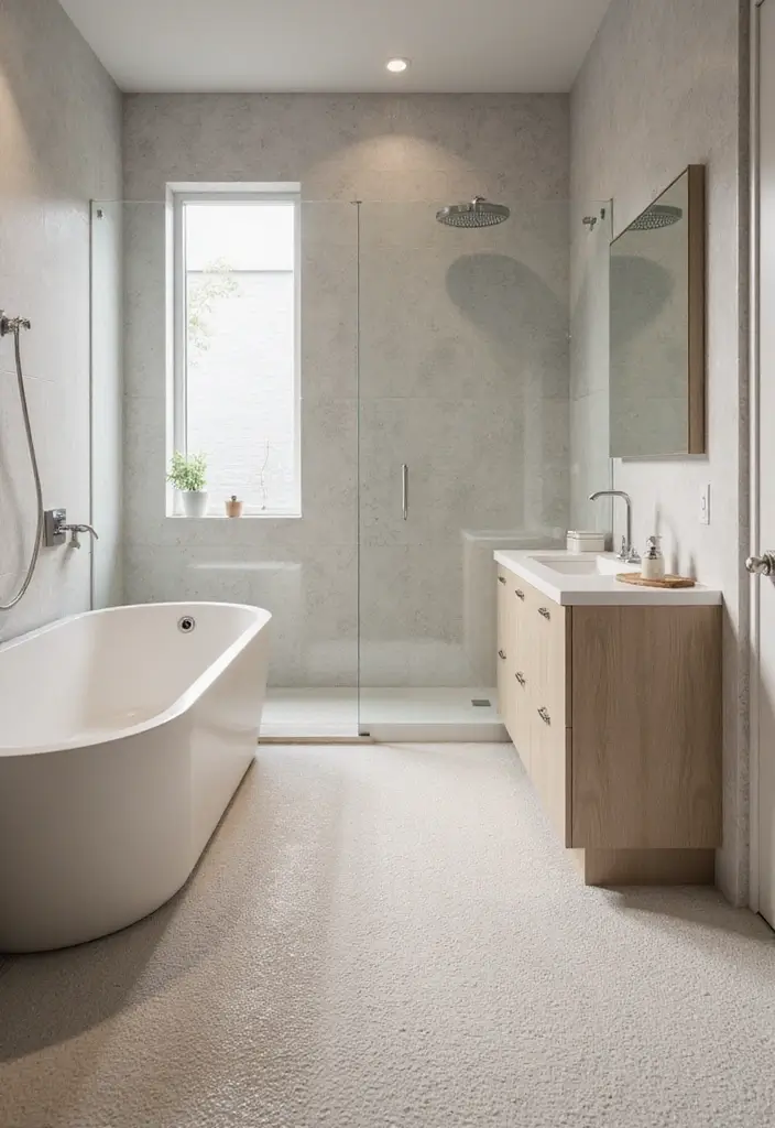 29 Bathroom Floor Ideas That Upgrade Style Instantly 28 29 Bathroom Floor Ideas That Upgrade Style Instantly - 28. Textured Vinyl: Stylish Safety