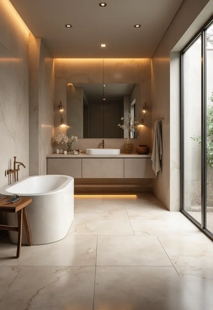 29 Bathroom Floor Ideas That Upgrade Style Instantly 6 29 Bathroom Floor Ideas That Upgrade Style Instantly - 6. Stone Slabs: Natural Luxury