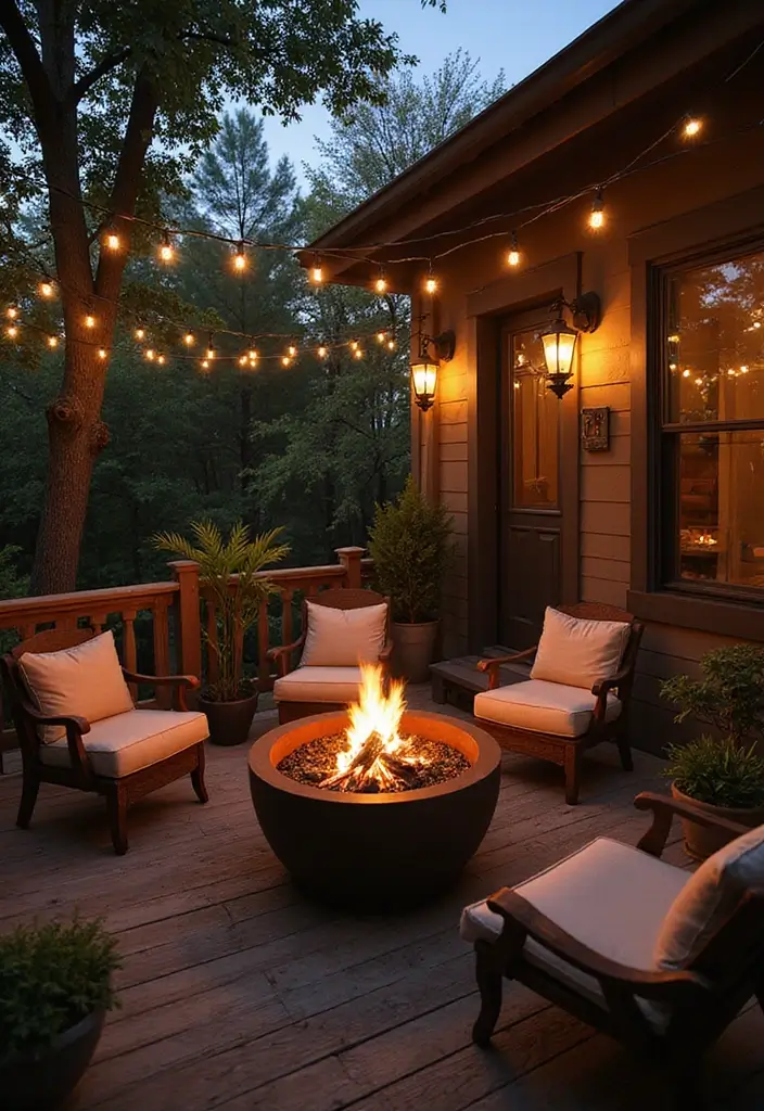 29 First Floor Balcony Ideas That Feel Elegant & Breezy 11 29 First Floor Balcony Ideas That Feel Elegant & Breezy - 11. Charming Fire Pit