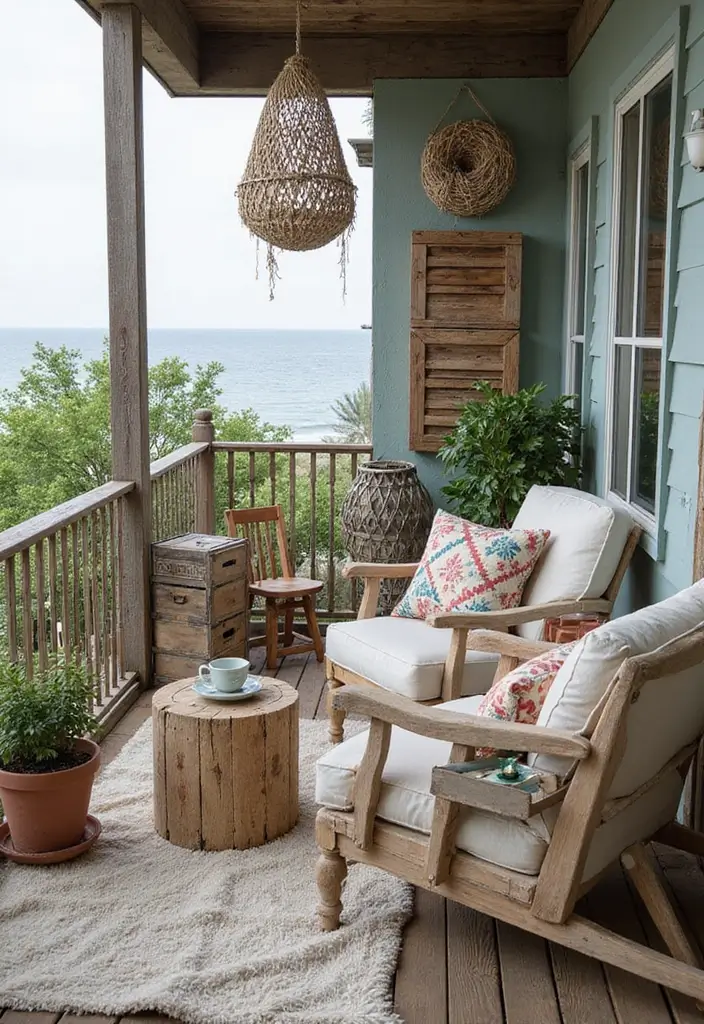29 First Floor Balcony Ideas That Feel Elegant & Breezy 13 29 First Floor Balcony Ideas That Feel Elegant & Breezy - 13. Vintage Coastal Finds