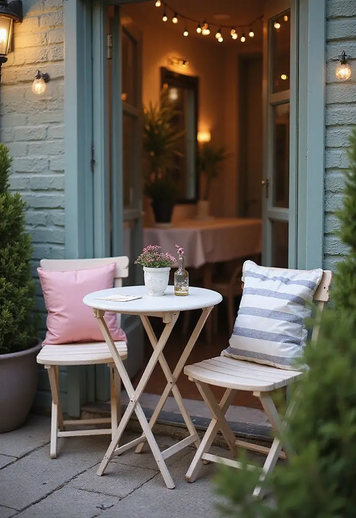 29 First Floor Balcony Ideas That Feel Elegant & Breezy 2 29 First Floor Balcony Ideas That Feel Elegant & Breezy - 2. Coastal Bistro Set