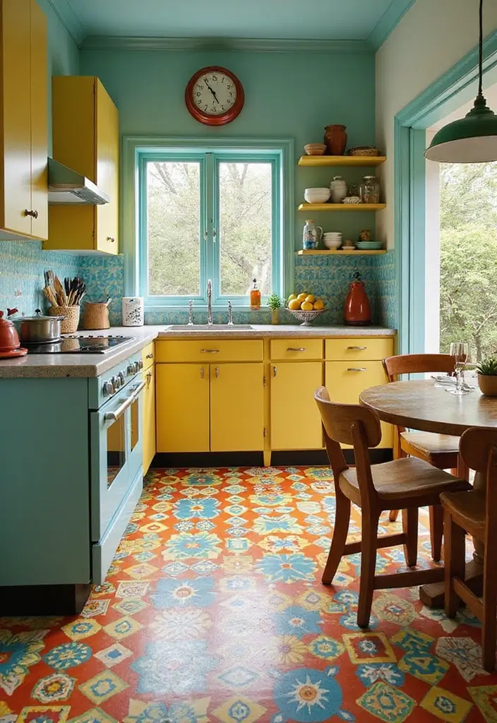 29 Floor Designs That Transform Any Room Into Chic Spaces 6 29 Floor Designs That Transform Any Room Into Chic Spaces - 6. Retro Linoleum Revival