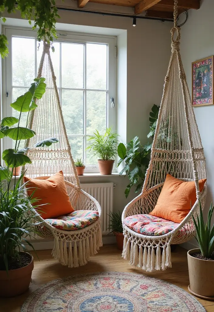29 Floor Seating Ideas That Make Small Spaces Work 11 29 Floor Seating Ideas That Make Small Spaces Work - 11. Macrame Hanging Chairs