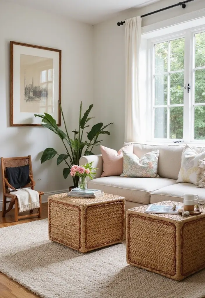 29 Floor Seating Ideas That Make Small Spaces Work 19 29 Floor Seating Ideas That Make Small Spaces Work - 19. Seagrass Baskets for Storage and Seating