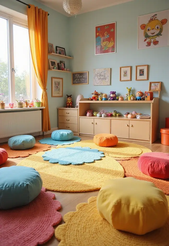 29 Floor Seating Ideas That Make Small Spaces Work 7 29 Floor Seating Ideas That Make Small Spaces Work - 7. Floor Mats for Kids’ Spaces