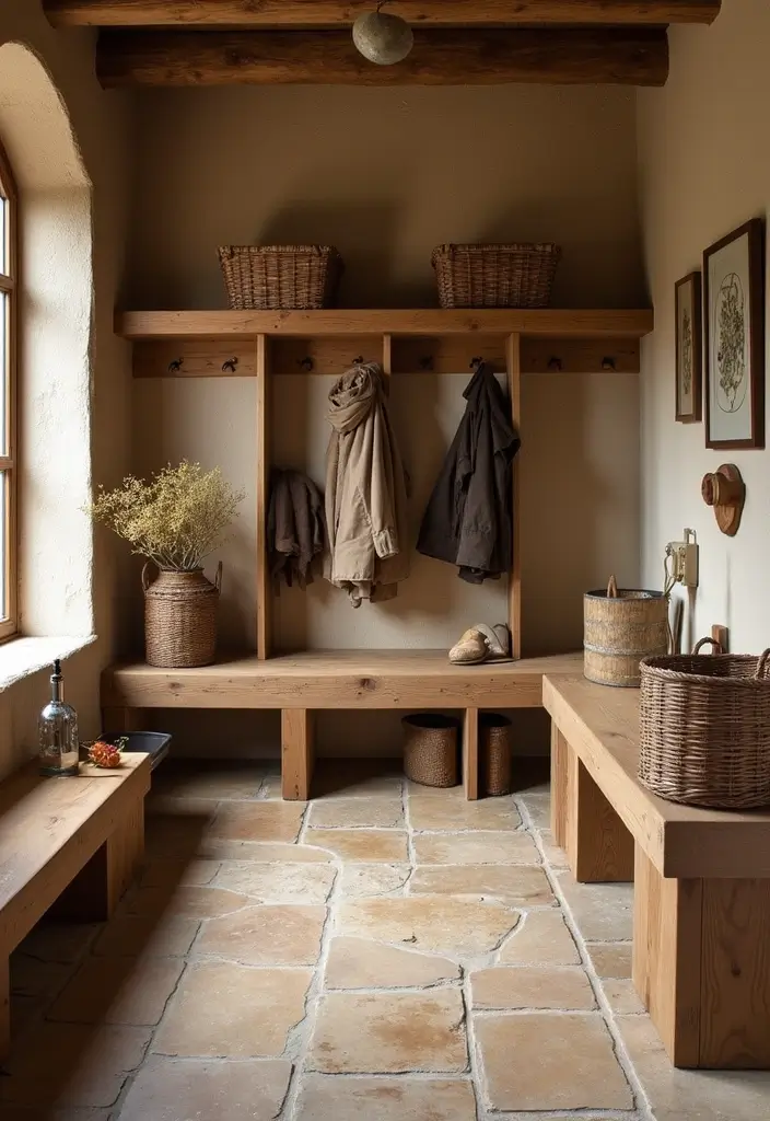 29 Mudroom Floor Inspirations That Balance Function & Style 17 29 Mudroom Floor Inspirations That Balance Function & Style - 17. Earthy Sandstone