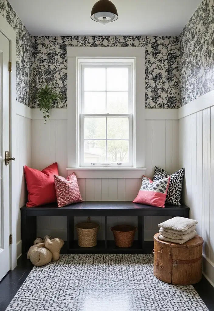 29 Mudroom Floor Inspirations That Balance Function & Style 18 29 Mudroom Floor Inspirations That Balance Function & Style - 18. Chic Black and White Tiles