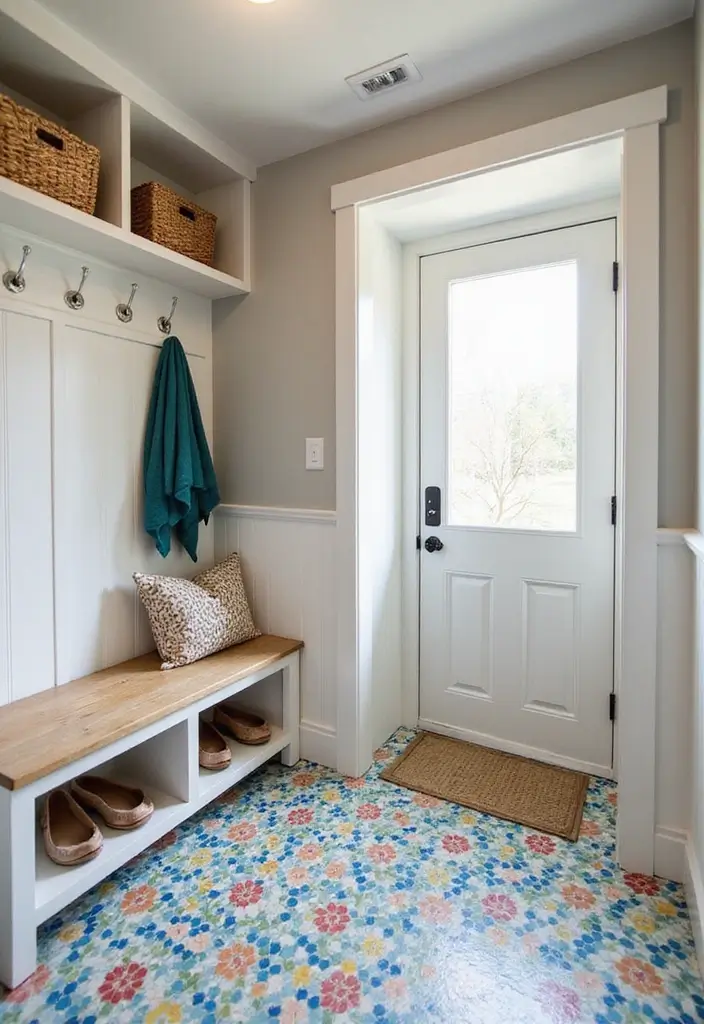 29 Mudroom Floor Inspirations That Balance Function & Style 20 29 Mudroom Floor Inspirations That Balance Function & Style - 20. Stylish Hexagon Tiles