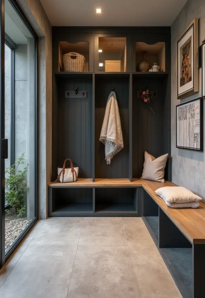 29 Mudroom Floor Inspirations That Balance Function & Style 27 29 Mudroom Floor Inspirations That Balance Function & Style - 27. Stylish Brushed Concrete