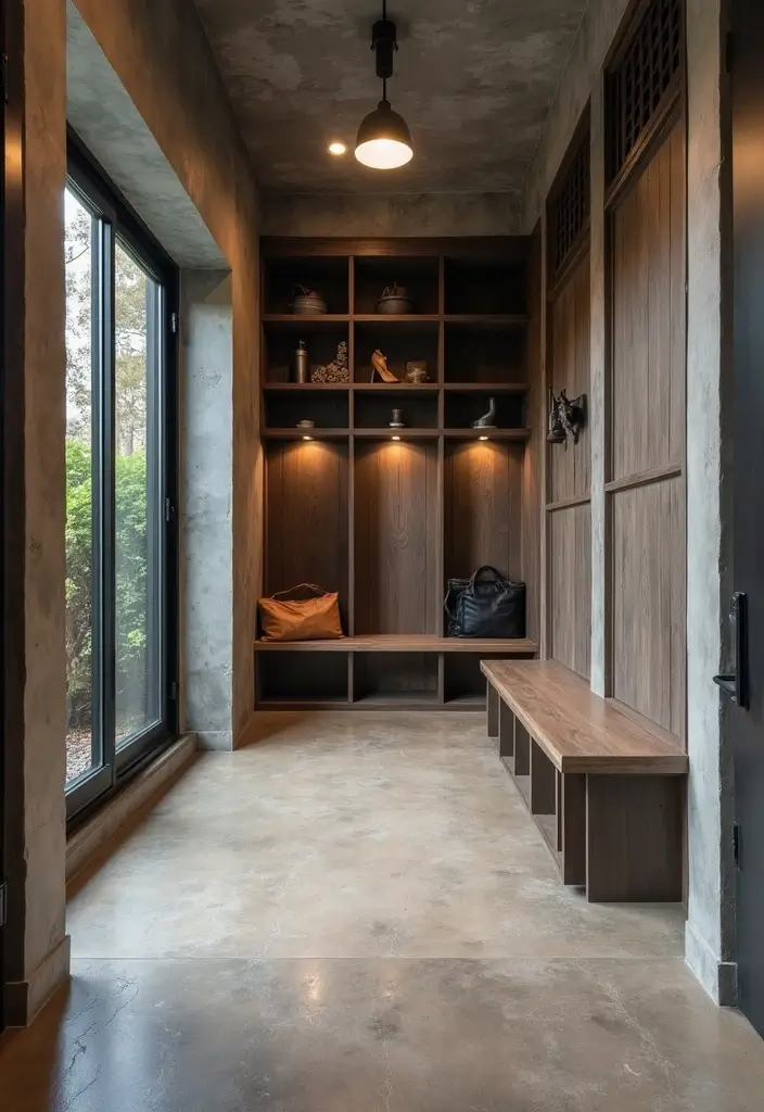 29 Mudroom Floor Inspirations That Balance Function & Style 5 29 Mudroom Floor Inspirations That Balance Function & Style - 5. Sleek Concrete Floors