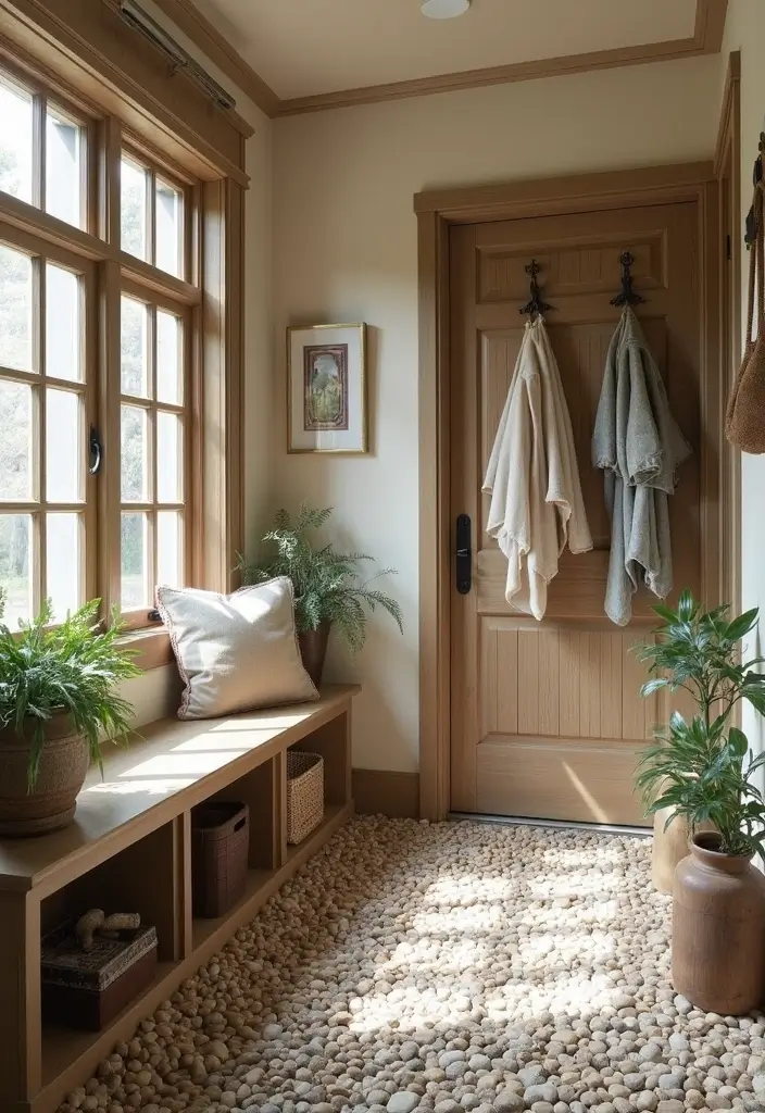 29 Mudroom Floor Inspirations That Balance Function & Style 8 29 Mudroom Floor Inspirations That Balance Function & Style - 8. Charming Pebble Flooring