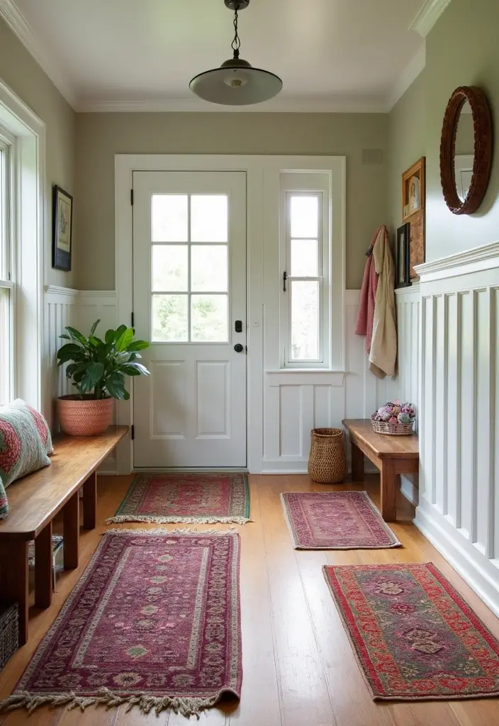 29 Mudroom Floor Inspirations That Balance Function & Style 9 29 Mudroom Floor Inspirations That Balance Function & Style - 9. Stylish Runner Rugs