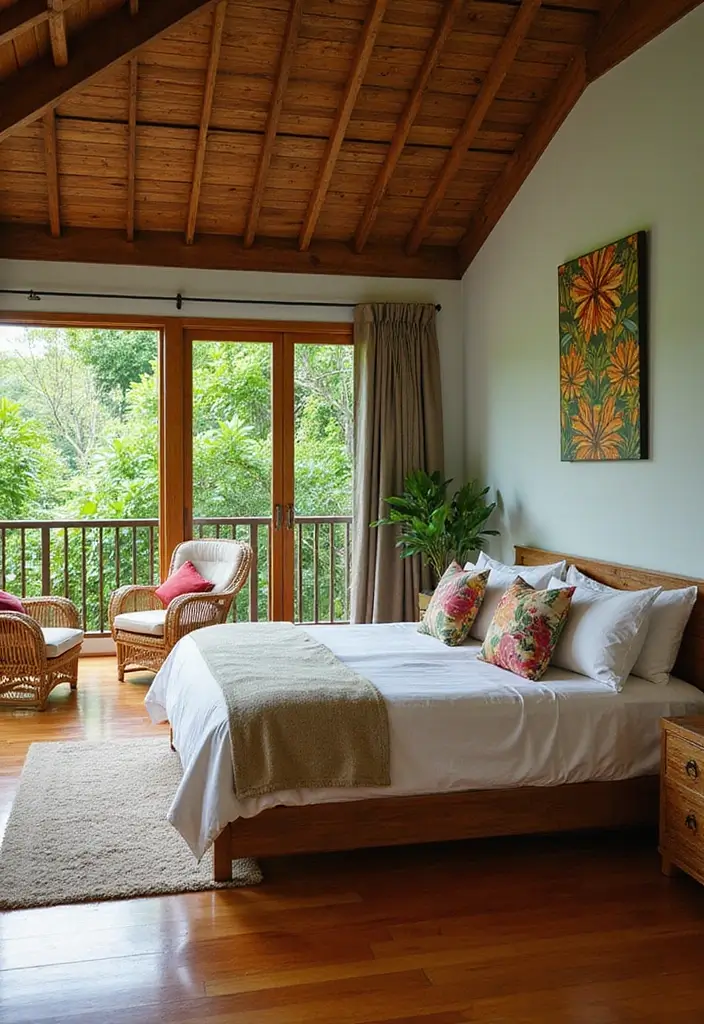 29 Wooden Floor Bedroom Designs That Never Go Out of Style 17 29 Wooden Floor Bedroom Designs That Never Go Out of Style - 17. Tropical Paradise