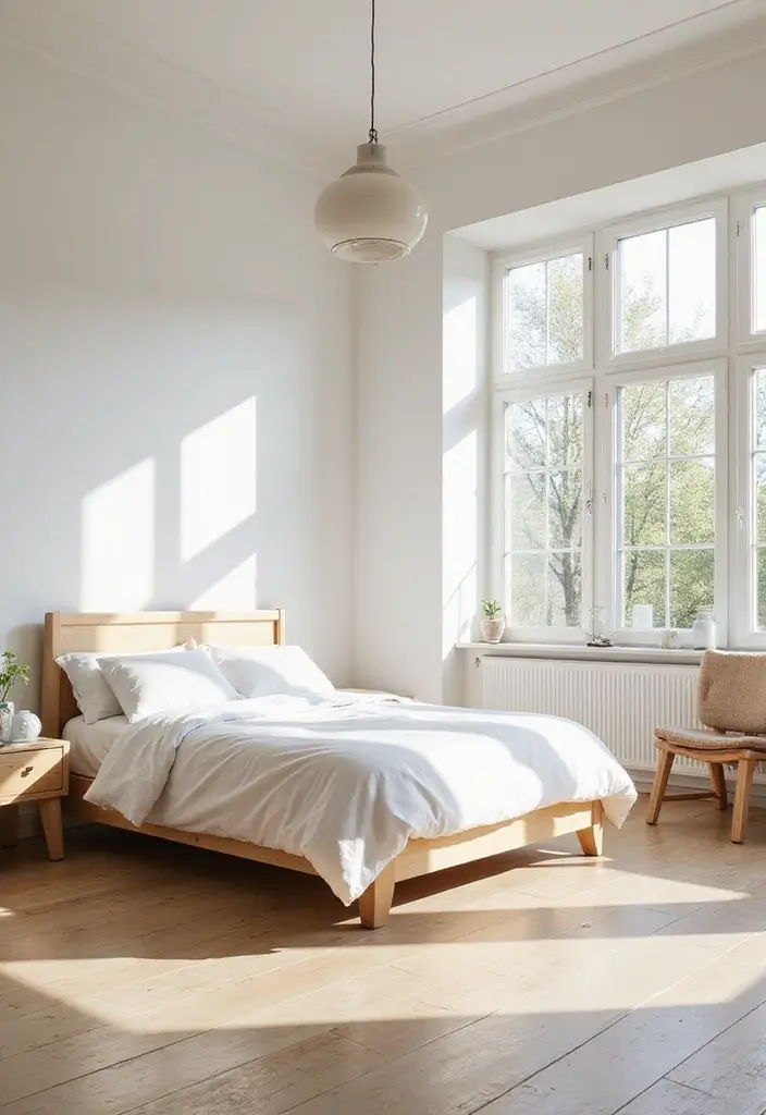 29 Wooden Floor Bedroom Designs That Never Go Out of Style 19 29 Wooden Floor Bedroom Designs That Never Go Out of Style - 19. Bright and Airy