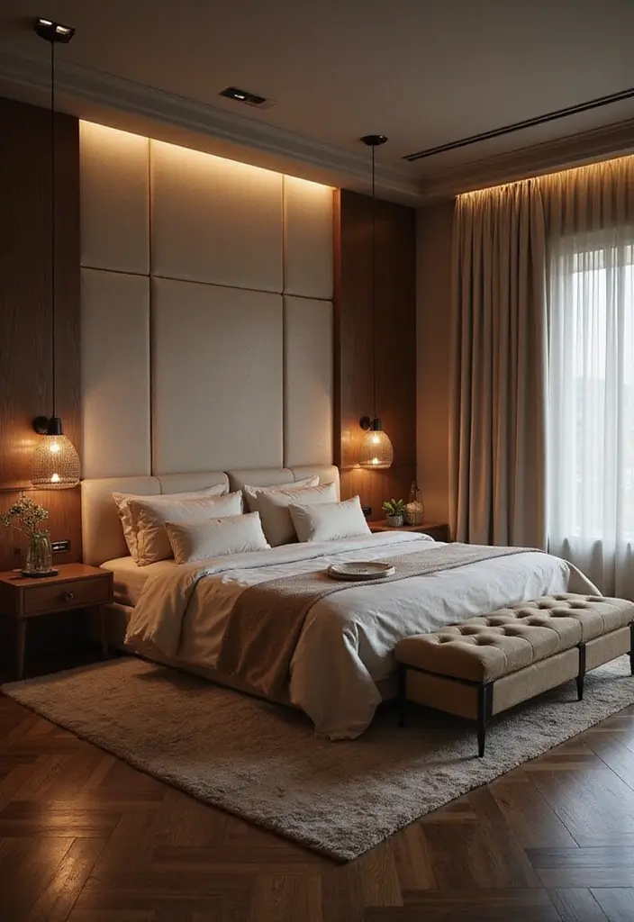 29 Wooden Floor Bedroom Designs That Never Go Out of Style 20 29 Wooden Floor Bedroom Designs That Never Go Out of Style - 20. Luxe Serenity