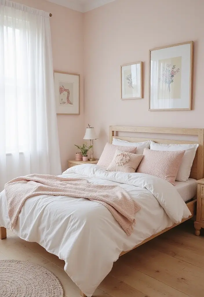 29 Wooden Floor Bedroom Designs That Never Go Out of Style 21 29 Wooden Floor Bedroom Designs That Never Go Out of Style - 21. Pastel Dreams