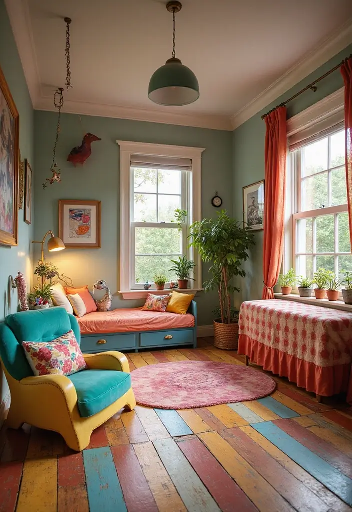 29 Wooden Floor Bedroom Designs That Never Go Out of Style 28 29 Wooden Floor Bedroom Designs That Never Go Out of Style - 28. Whimsical Fantasy