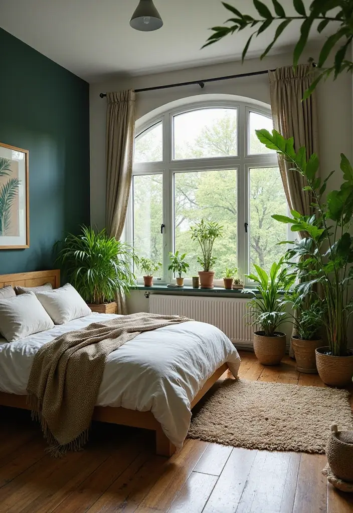 29 Wooden Floor Bedroom Designs That Never Go Out of Style 29 29 Wooden Floor Bedroom Designs That Never Go Out of Style - 29. Urban Jungle