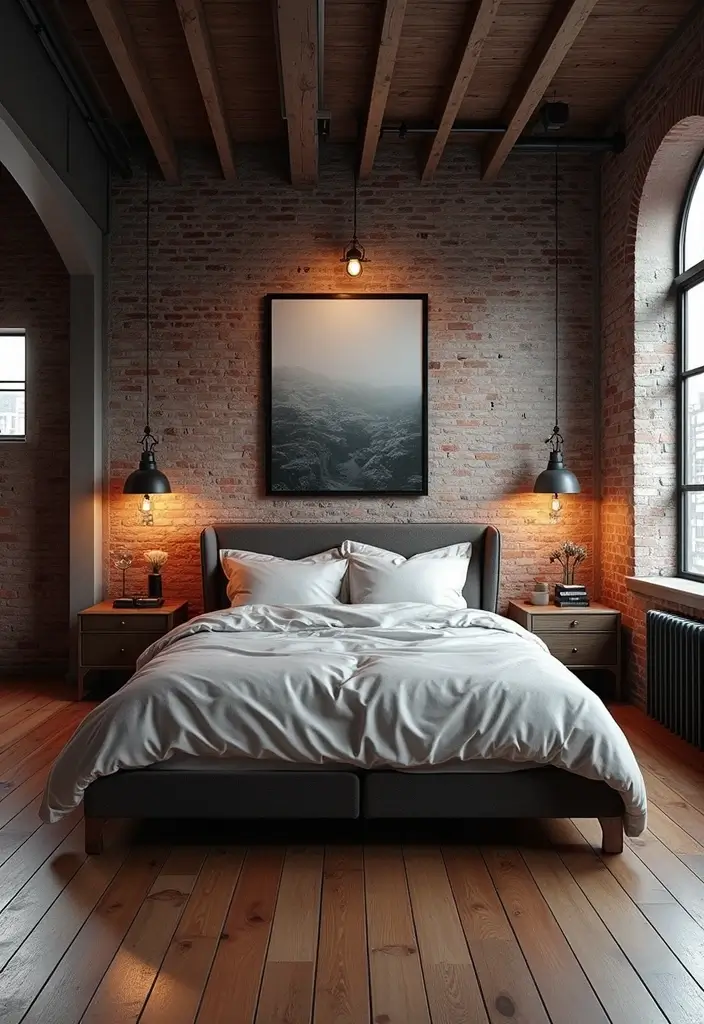29 Wooden Floor Bedroom Designs That Never Go Out of Style 3 29 Wooden Floor Bedroom Designs That Never Go Out of Style - 3. Modern Industrial Edge
