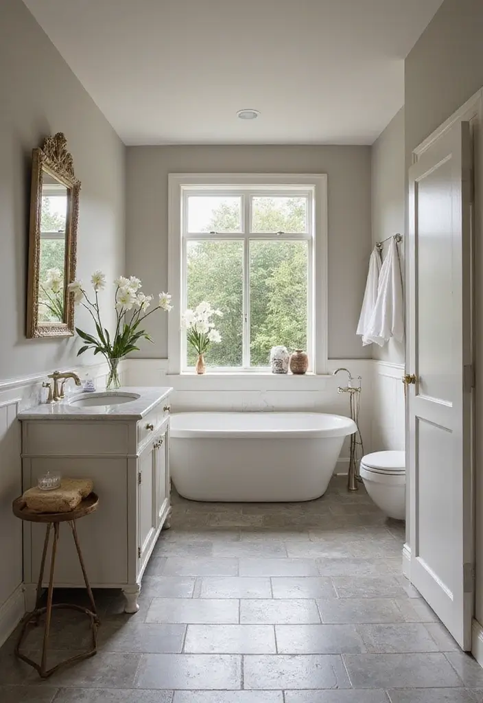 30 Bathroom Grey Floor Designs That Feel Sleek 11 30 Bathroom Grey Floor Designs That Feel Sleek - 11. Elegant Grey Stone Flooring