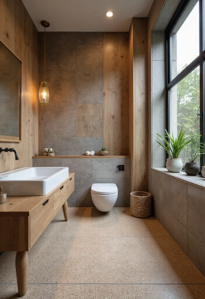30 Bathroom Grey Floor Designs That Feel Sleek 13 30 Bathroom Grey Floor Designs That Feel Sleek - 13. Warm Grey Cork Flooring