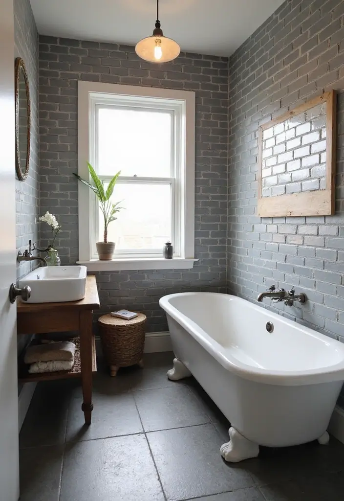 30 Bathroom Grey Floor Designs That Feel Sleek 16 30 Bathroom Grey Floor Designs That Feel Sleek - 16. Grey Brick Tile Layout