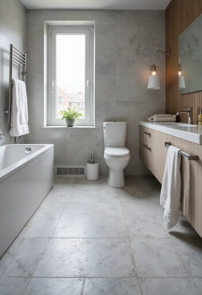 30 Bathroom Grey Floor Designs That Feel Sleek 17 30 Bathroom Grey Floor Designs That Feel Sleek - 17. Geometric Grey Vinyl Designs