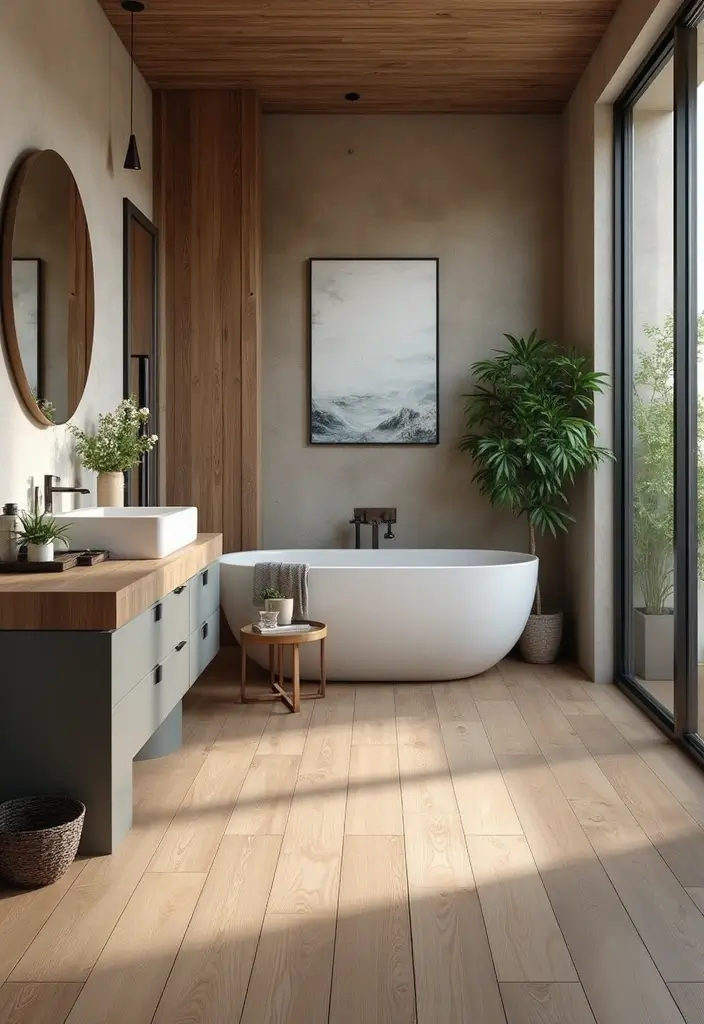 30 Bathroom Grey Floor Designs That Feel Sleek 19 30 Bathroom Grey Floor Designs That Feel Sleek - 19. Grey Bamboo Flooring
