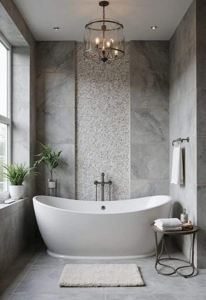 30 Bathroom Grey Floor Designs That Feel Sleek 20 30 Bathroom Grey Floor Designs That Feel Sleek - 20. Decorative Grey Mosaic Tiles