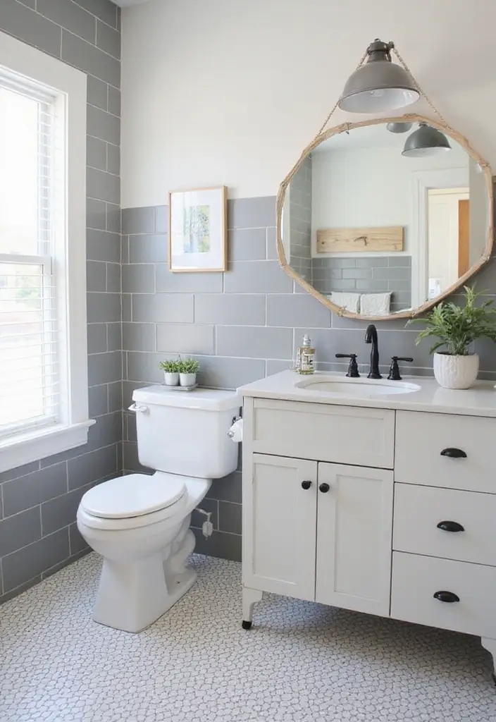 30 Bathroom Grey Floor Designs That Feel Sleek 22 30 Bathroom Grey Floor Designs That Feel Sleek - 22. Grey Vinyl Peel-and-Stick Tiles