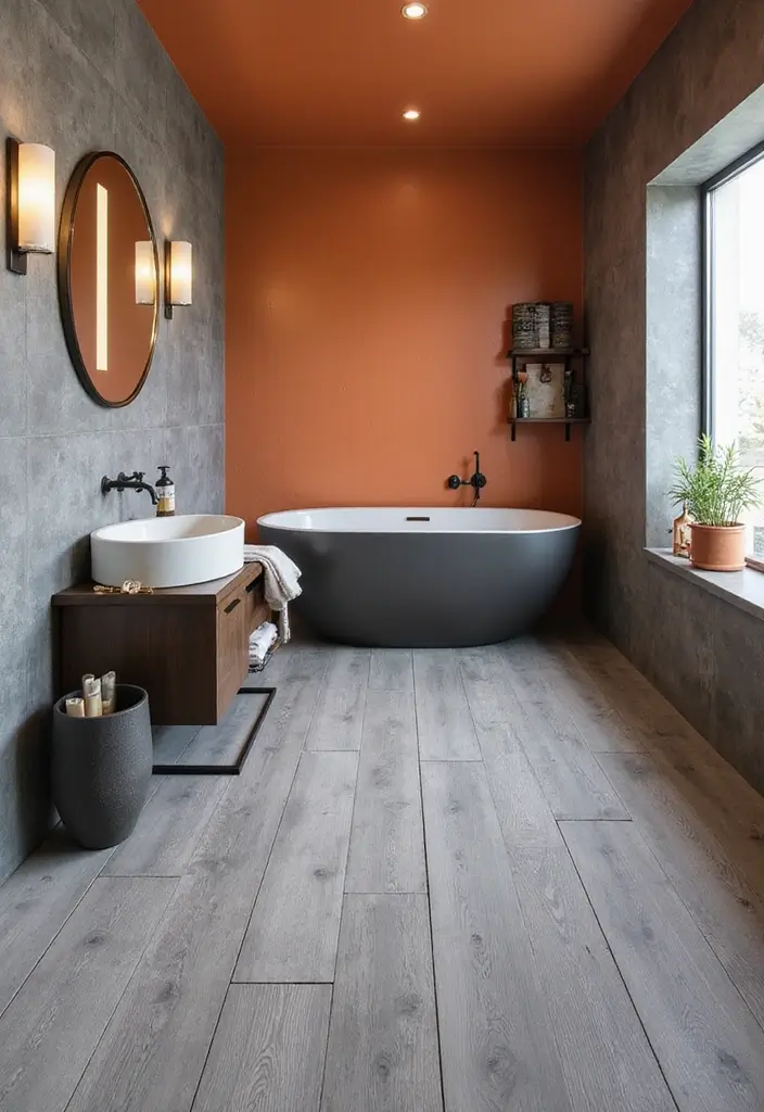30 Bathroom Grey Floor Designs That Feel Sleek 3 30 Bathroom Grey Floor Designs That Feel Sleek - 3. Textured Grey Vinyl Planks