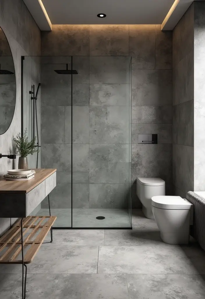 30 Bathroom Grey Floor Designs That Feel Sleek 6 30 Bathroom Grey Floor Designs That Feel Sleek - 6. Grey Cement Tiles