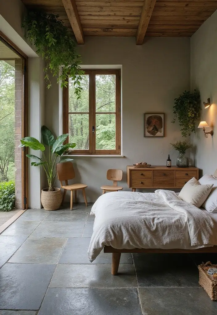 30 Bedroom Floor Tile Ideas That Look Fresh & Modern 17 30 Bedroom Floor Tile Ideas That Look Fresh & Modern - 17. Nature-Inspired Slate Tiles