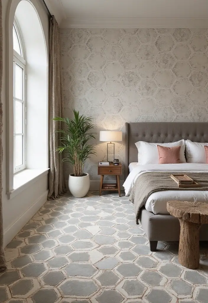 30 Bedroom Floor Tile Ideas That Look Fresh & Modern 25 30 Bedroom Floor Tile Ideas That Look Fresh & Modern - 25. Trendy Hexagon Tiles