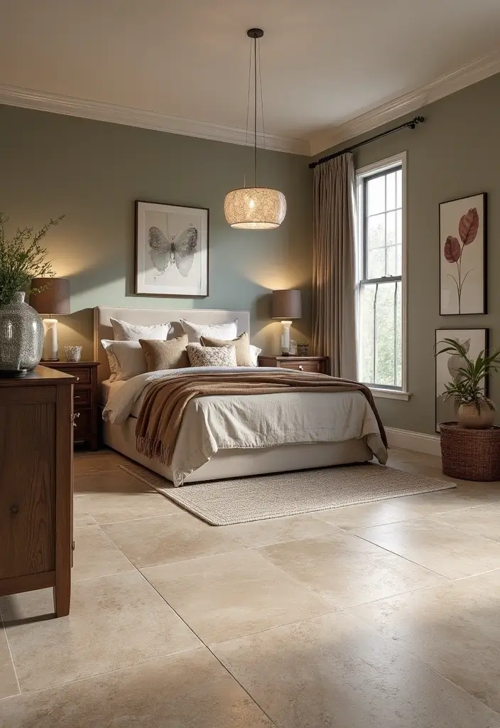 30 Bedroom Floor Tile Ideas That Look Fresh & Modern 26 30 Bedroom Floor Tile Ideas That Look Fresh & Modern - 26. Natural Stone Vinyl Tiles