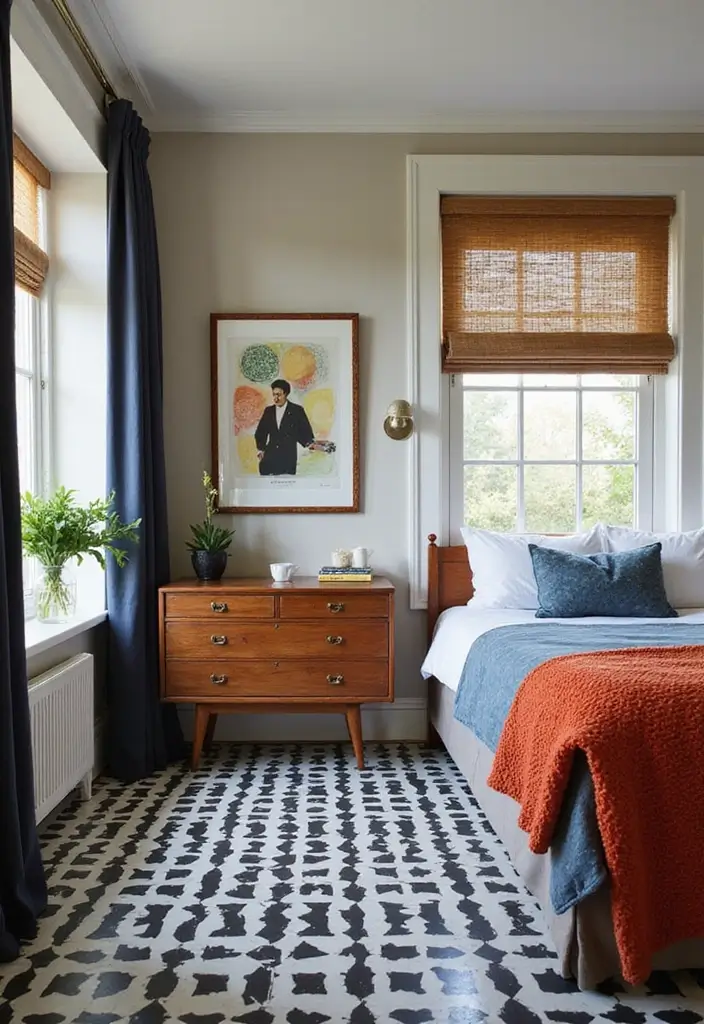 30 Bedroom Floor Tile Ideas That Look Fresh & Modern 6 30 Bedroom Floor Tile Ideas That Look Fresh & Modern - 6. Classic Black and White Checkerboard